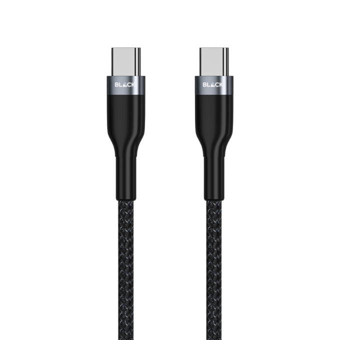 BLACK Cable Strong & Fast Nylon USB C to C, 25000+ bends, 60W, 1.2m, 1Yr warranty BLACK Cable Strong & Fast Nylon USB C to C, 25000+ bends, 60W, 1.2m, 1Yr warranty